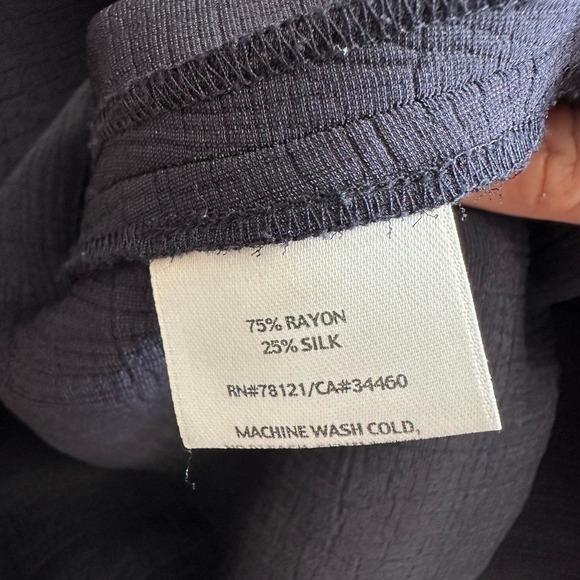 Eileen Fisher Navy Open Front Collared Blazer Cardigan Crepe Silk Size Small - Picture 6 of 8